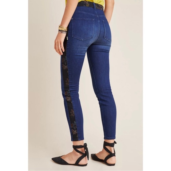 Anthro Pilcro Floral Panel High Rise Skinny Jeans | Sz 28 - Picture 5 of 14